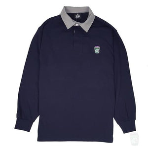 'Blah Jar Classic' Rugby Polo Shirt (Navy)-Blah-Polo Shirts--Blah Records