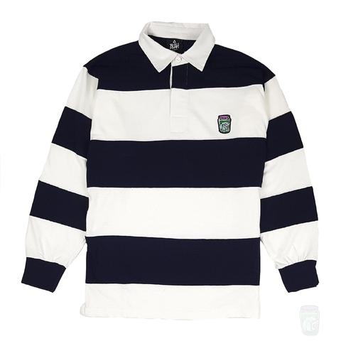 'Blah Jar Classic' Rugby Polo Shirt (Striped)-Blah-Polo Shirts--Blah Records