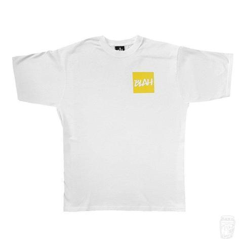 'Blah Quadrat Logo' T-Shirt (White)-Blah-T-Shirt--Blah Records