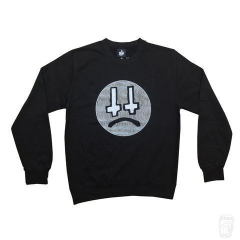 'Cross Face' Sweatshirt (Jet Black)-Blah-Sweatshirt-S-Jet Black-SWT00020-Blah Records
