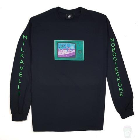 Milkavelli x Nobodies Home 'Channel Surfing' Long Sleeve T-Shirt (Various Designs)-Blah-T-Shirt-S-Tilting Platform Duel-TEE000130-Blah Records